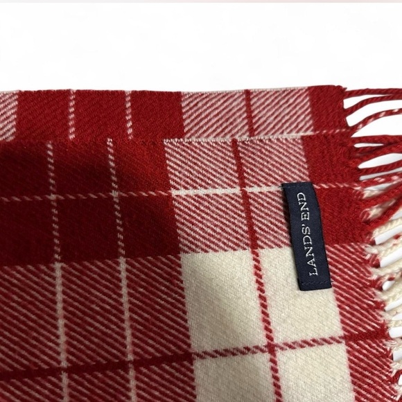 Lands' End Red and Cream Plaid Scarf - Picture 3 of 3
